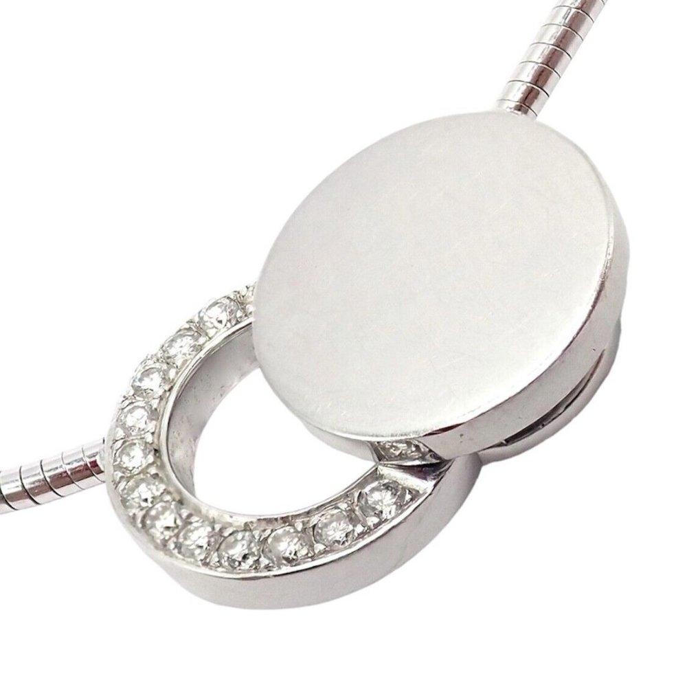 Rare! Authentic Modernist Dinh Van 18k White Gold Diamond Ombre De Lune Necklace